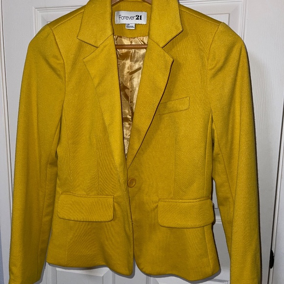 F21 Yellow Blazer Women Size S - Picture 2 of 4